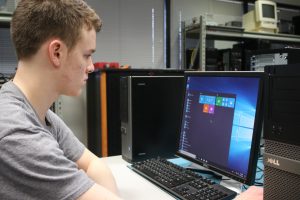 Student working on a PC