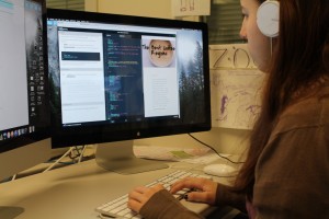 Student working on a website design