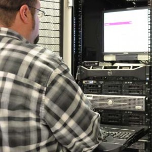 Student working on an IT server