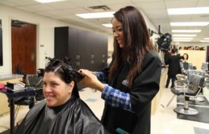 Client getting their hair done in the salon