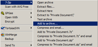 7-Zip Add to archive dialog box