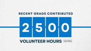 Recent graduates contributed to 2,500 volunteer hours.
